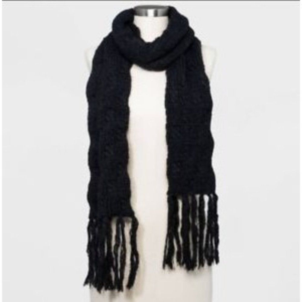 Women's a new day Cable Knit Black Scarf NWT‎